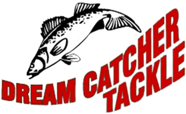 A fish jumping in the air with words " team catch tackle ".
