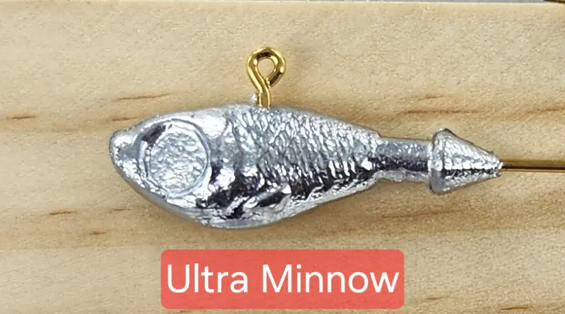 A close up of the side of a fish shaped lure